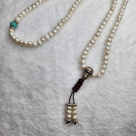 Freshwater pearl mala prayer bead bracelet necklace - Picture 4 of 6